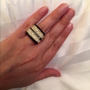 Crystal & black chroma on stainless steel ring